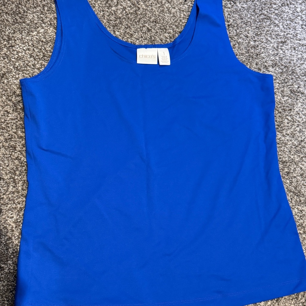 Chico’s Microfiber Tank Shell Cami Danube Blue Size 1 Small - EUC